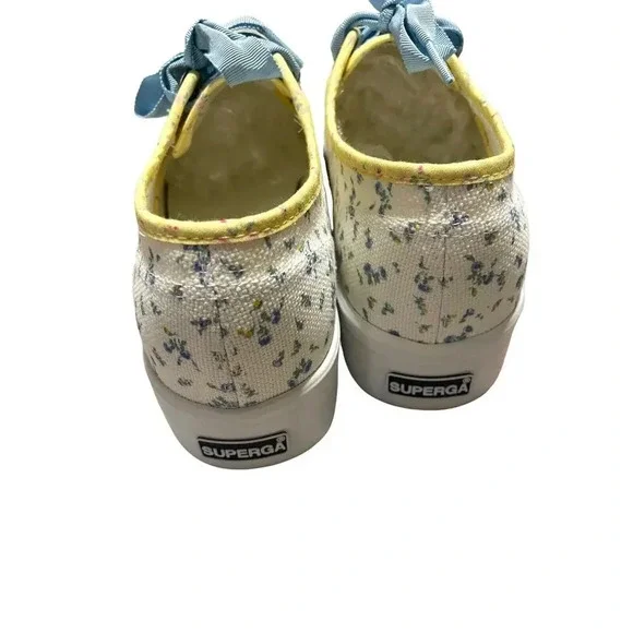 LoveShackFancy Superga Platform Sneakers sz EU 40 US 9 Low Top Yellow Blue Shoes - Picture 6 of 16